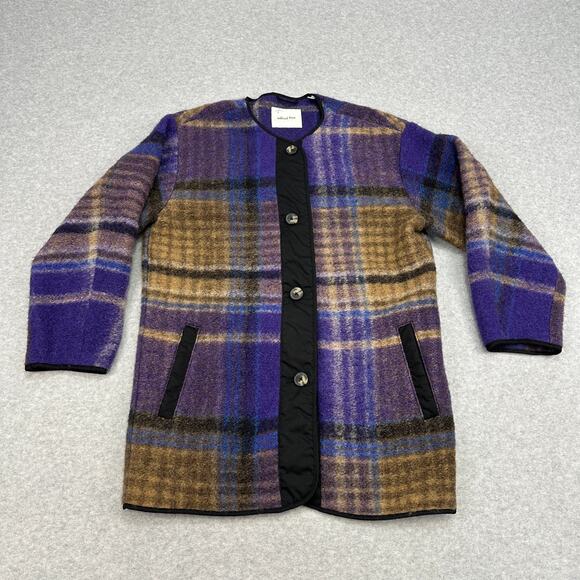 Aritzia Wilfred Free Plaid River Jacket Womens XS Purple Brown Check Button Down - Picture 4 of 13